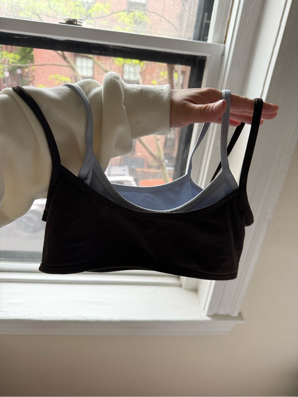 SET Espresso and light blue sports bra and leggings set - Picture 2 of 4